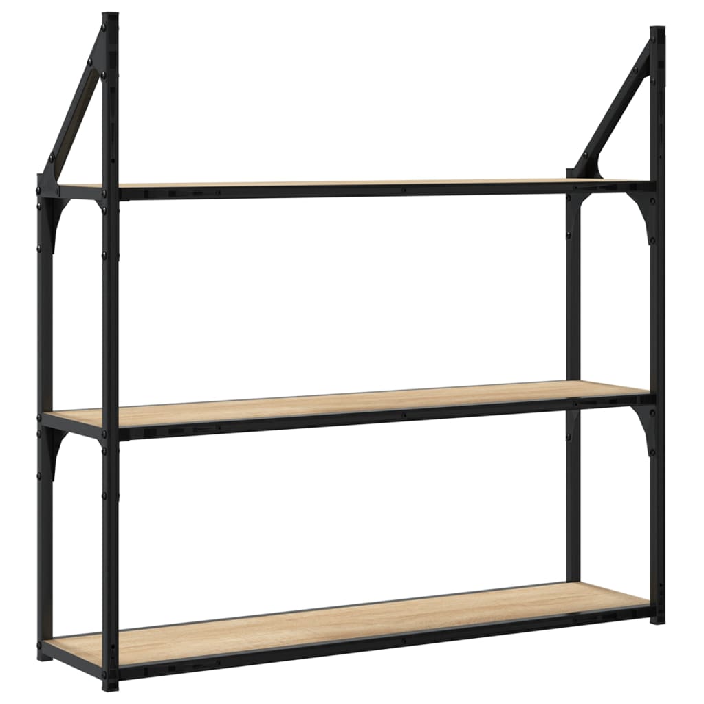 Wandrek 3-Laags 80X21X78,5 Cm Bewerkt Hout Sonoma Eikenkleurig