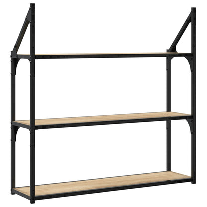 Wandrek 3-Laags 80X21X78,5 Cm Bewerkt Hout Sonoma Eikenkleurig