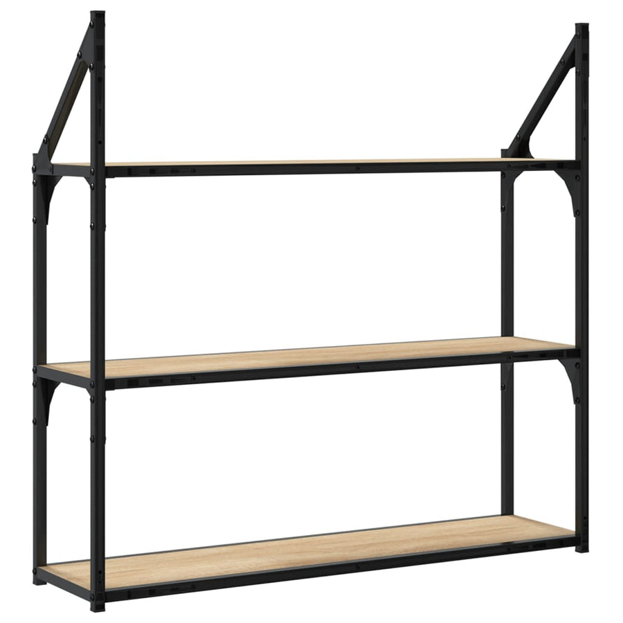 Wandrek 3-Laags 80X21X78,5 Cm Bewerkt Hout Sonoma Eikenkleurig