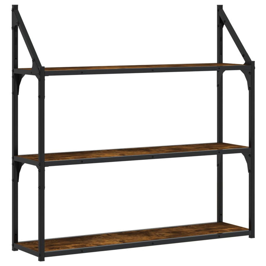 Wandrek 3-Laags 80X21X78,5 Cm Bewerkt Hout Gerookt Eikenkleurig