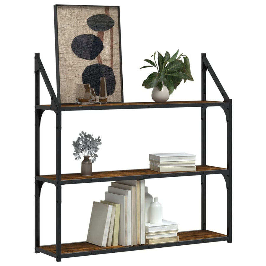 Wandrek 3-Laags 80X21X78,5 Cm Bewerkt Hout Gerookt Eikenkleurig