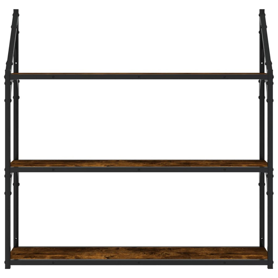 Wandrek 3-Laags 80X21X78,5 Cm Bewerkt Hout Gerookt Eikenkleurig