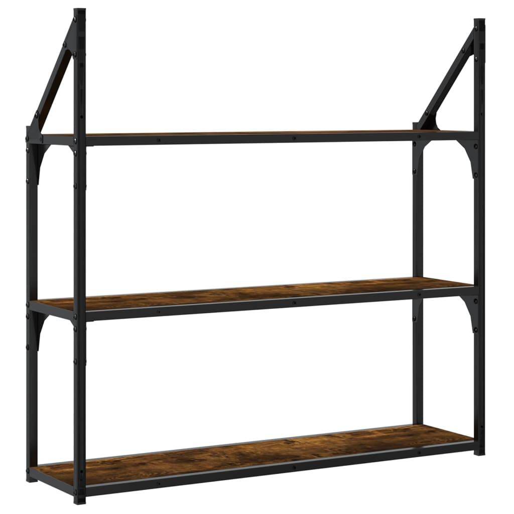 Wandrek 3-Laags 80X21X78,5 Cm Bewerkt Hout Gerookt Eikenkleurig