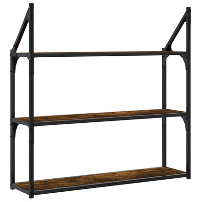 Wandrek 3-Laags 80X21X78,5 Cm Bewerkt Hout Gerookt Eikenkleurig