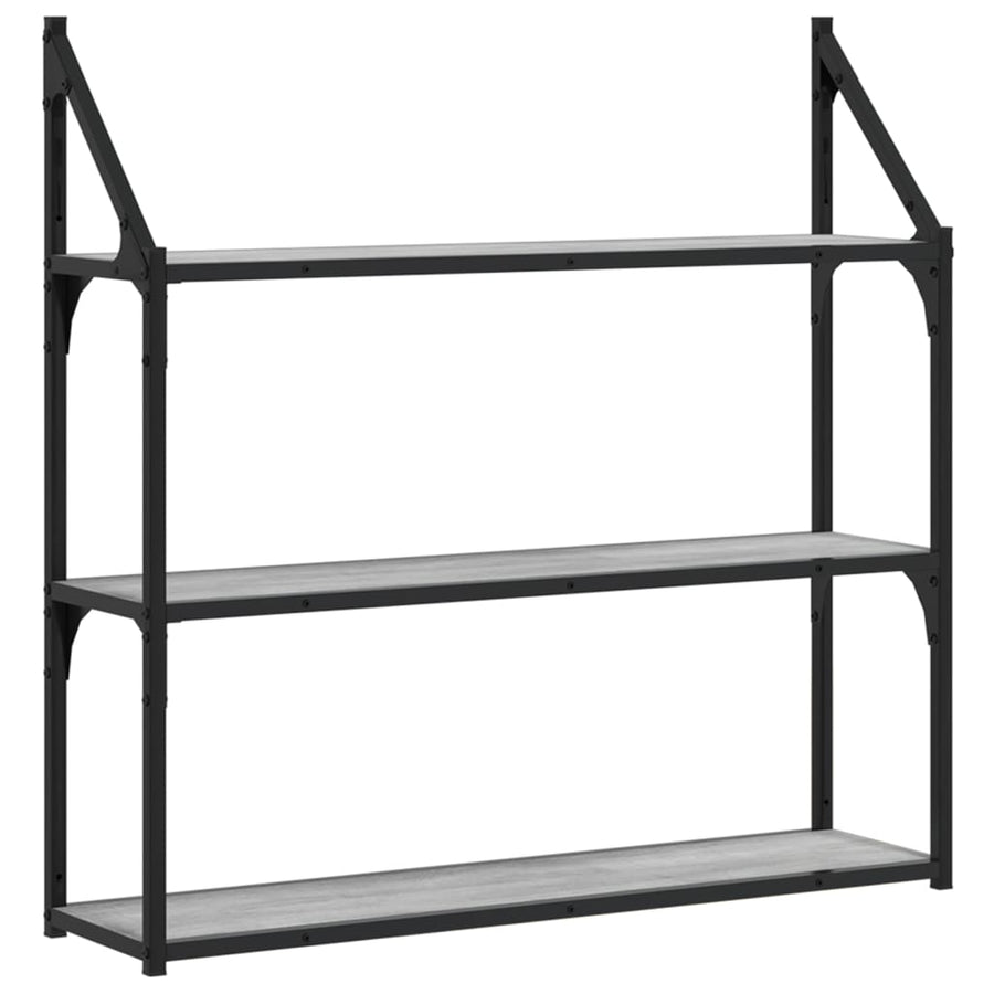 Wandrek 3-Laags 80X21X78,5 Cm Bewerkt Hout Grijs Sonoma