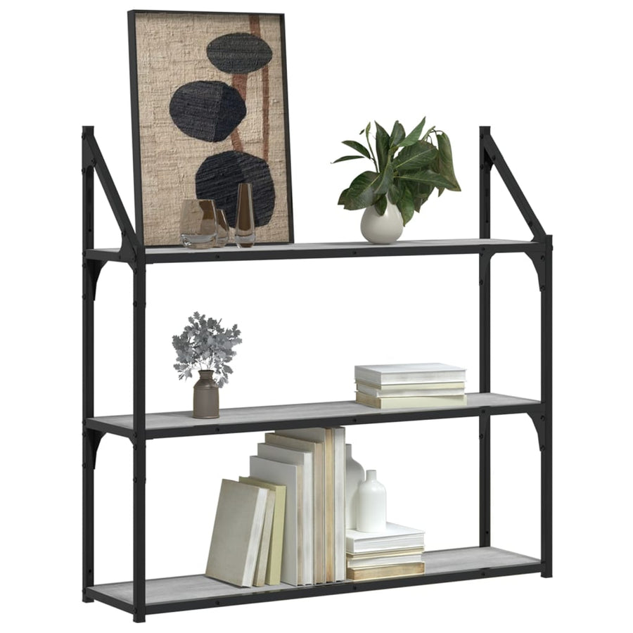 Wandrek 3-Laags 80X21X78,5 Cm Bewerkt Hout Grijs Sonoma