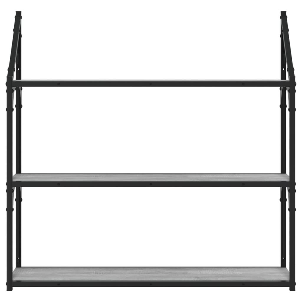 Wandrek 3-Laags 80X21X78,5 Cm Bewerkt Hout Grijs Sonoma