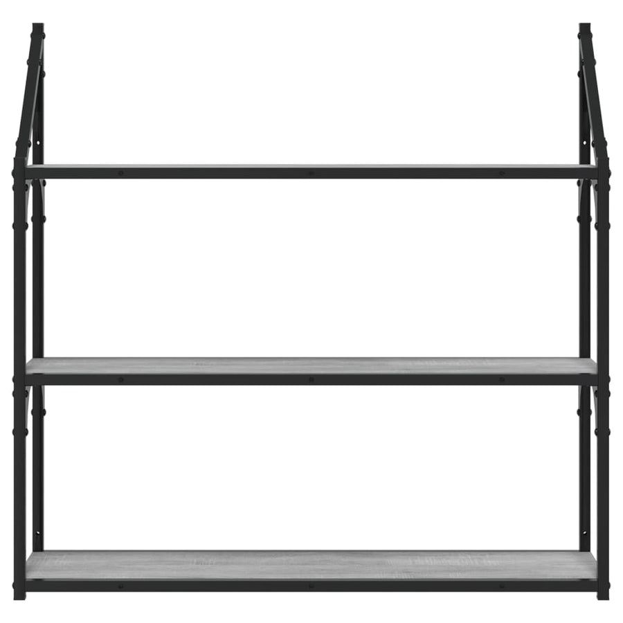 Wandrek 3-Laags 80X21X78,5 Cm Bewerkt Hout Grijs Sonoma