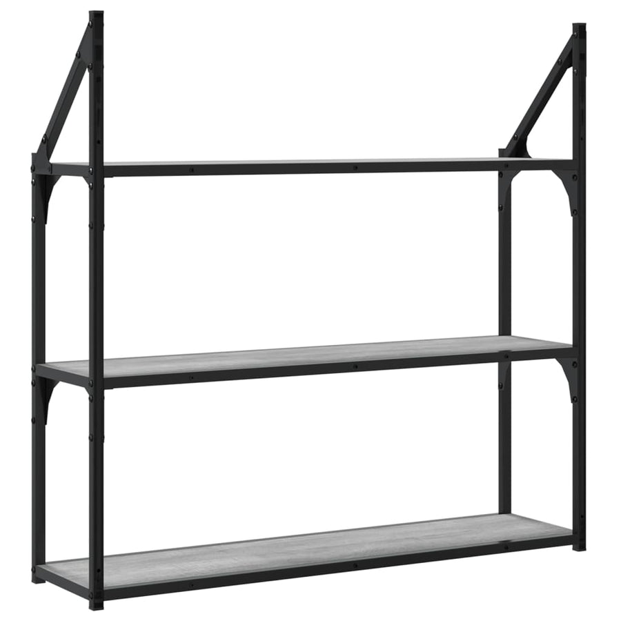 Wandrek 3-Laags 80X21X78,5 Cm Bewerkt Hout Grijs Sonoma