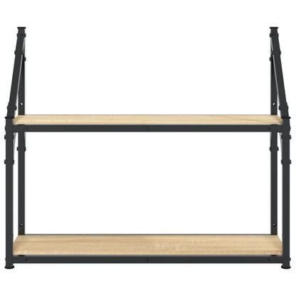 Wandrek 2-Laags 60X21X51 Cm Bewerkt Hout Sonoma Eikenkleurig