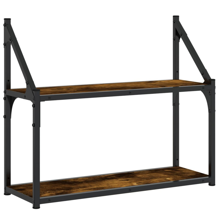 Wandrek 2-Laags Bewerkt Hout Kleurig Gerookt Eiken 60 x 21 x 51 cm