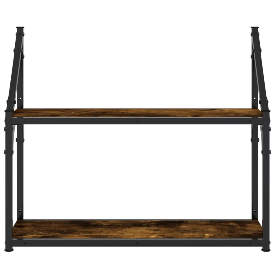 Wandrek 2-Laags Bewerkt Hout Kleurig Gerookt Eiken 60 x 21 x 51 cm