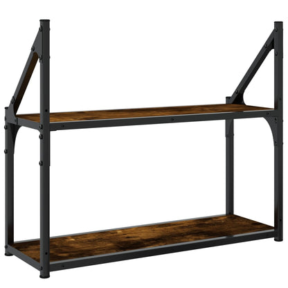 Wandrek 2-Laags Bewerkt Hout Kleurig Gerookt Eiken 60 x 21 x 51 cm