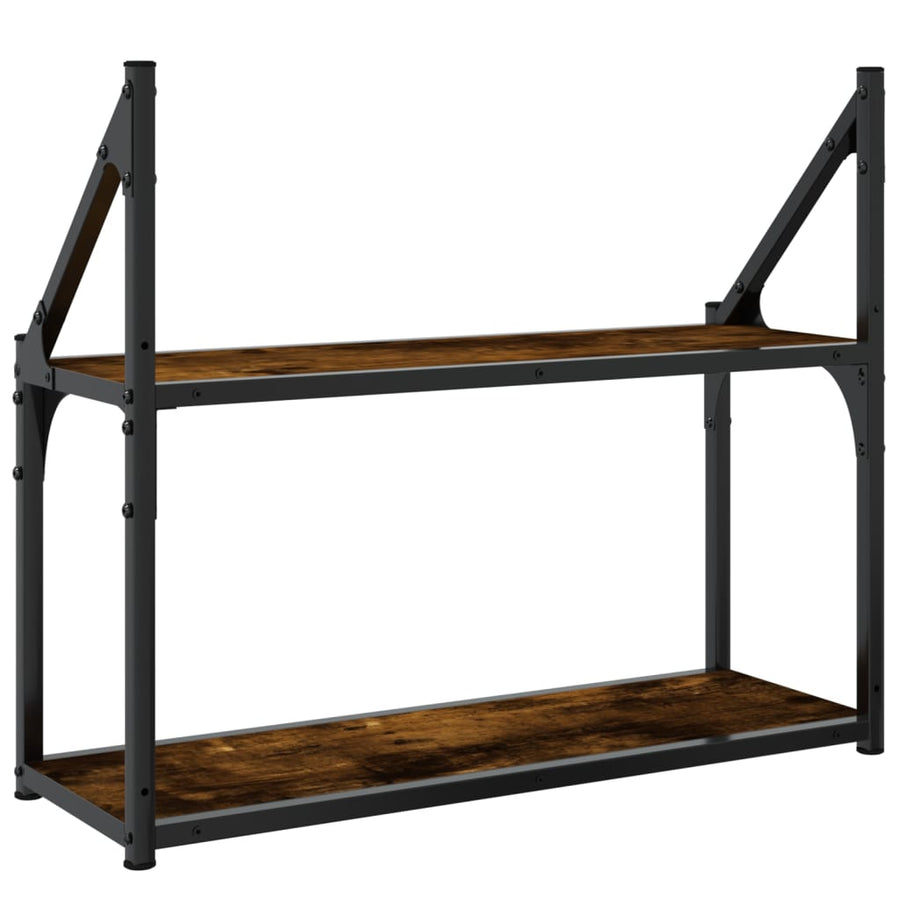 Wandrek 2-Laags Bewerkt Hout Kleurig Gerookt Eiken 60 x 21 x 51 cm
