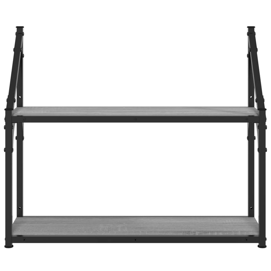 Wandrek 2-Laags Bewerkt Hout Grijs Sonoma 60 x 21 x 51 cm