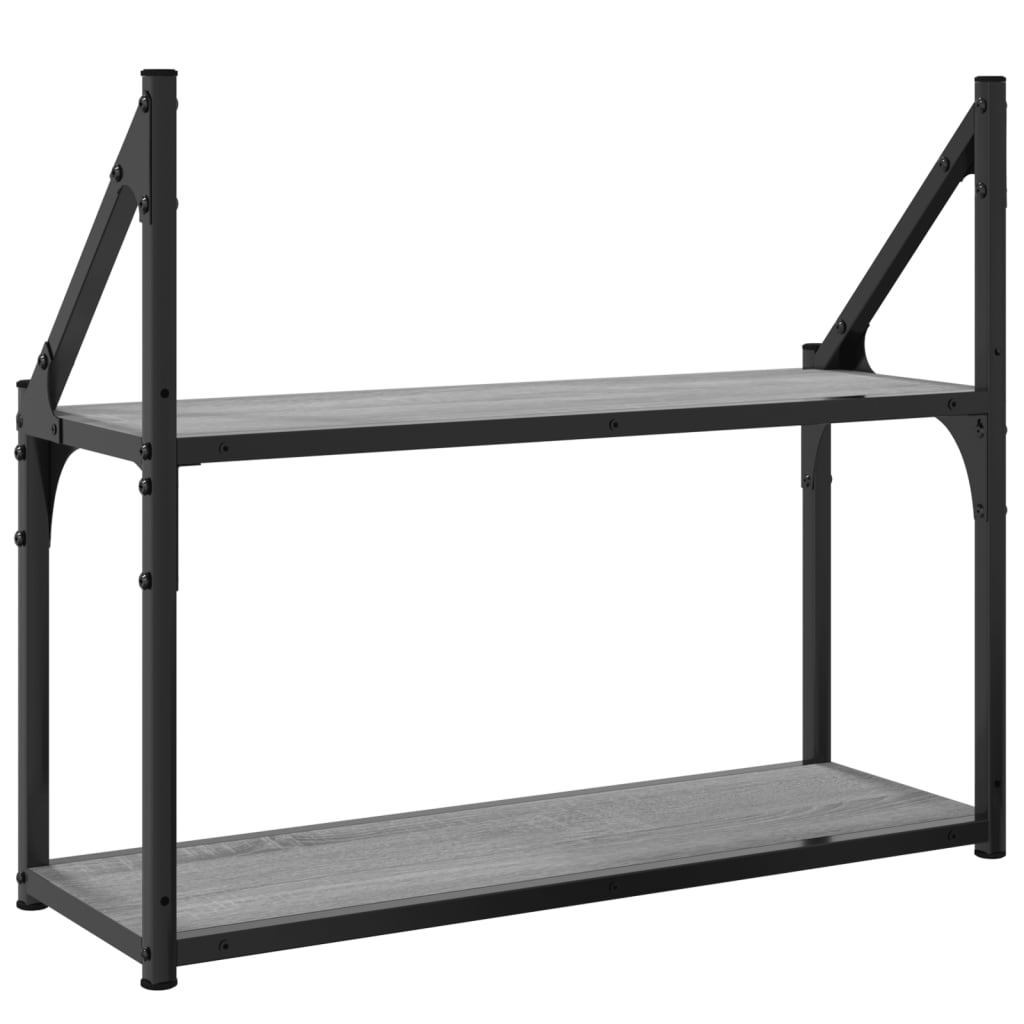 Wandrek 2-Laags Bewerkt Hout Grijs Sonoma 60 x 21 x 51 cm