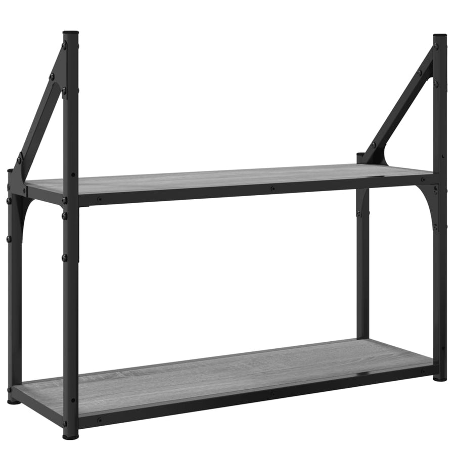 Wandrek 2-Laags Bewerkt Hout Grijs Sonoma 60 x 21 x 51 cm