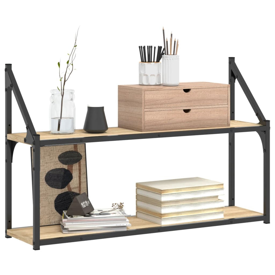 Wandrek 2-Laags 80X21X51 Cm Bewerkt Hout Sonoma Eikenkleurig