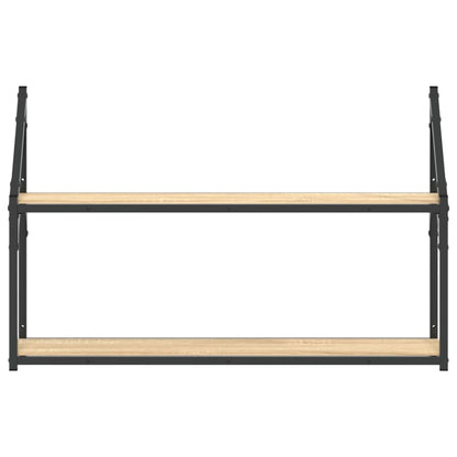 Wandrek 2-Laags 80X21X51 Cm Bewerkt Hout Sonoma Eikenkleurig