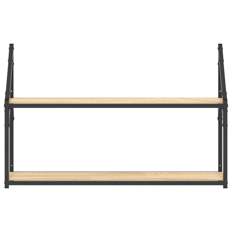 Wandrek 2-Laags 80X21X51 Cm Bewerkt Hout Sonoma Eikenkleurig