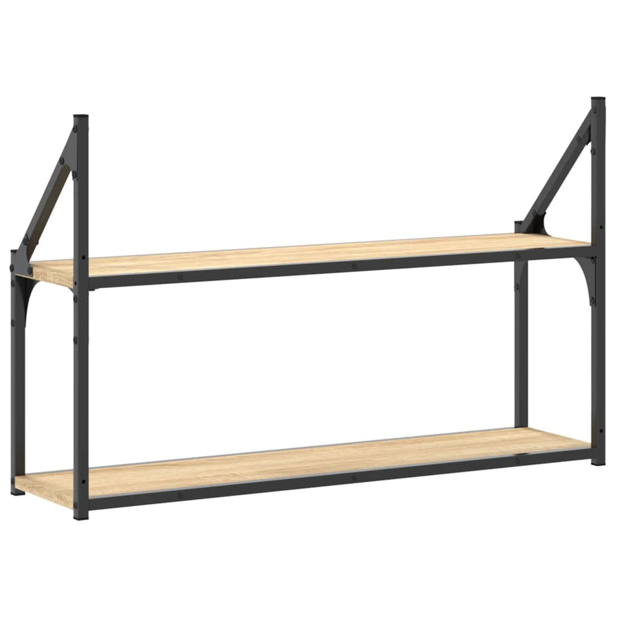 Wandrek 2-Laags 80X21X51 Cm Bewerkt Hout Sonoma Eikenkleurig