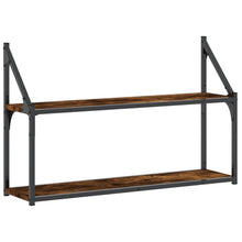 Wandrek 2-Laags Bewerkt Hout Kleurig Gerookt Eiken 80 x 21 x 51 cm