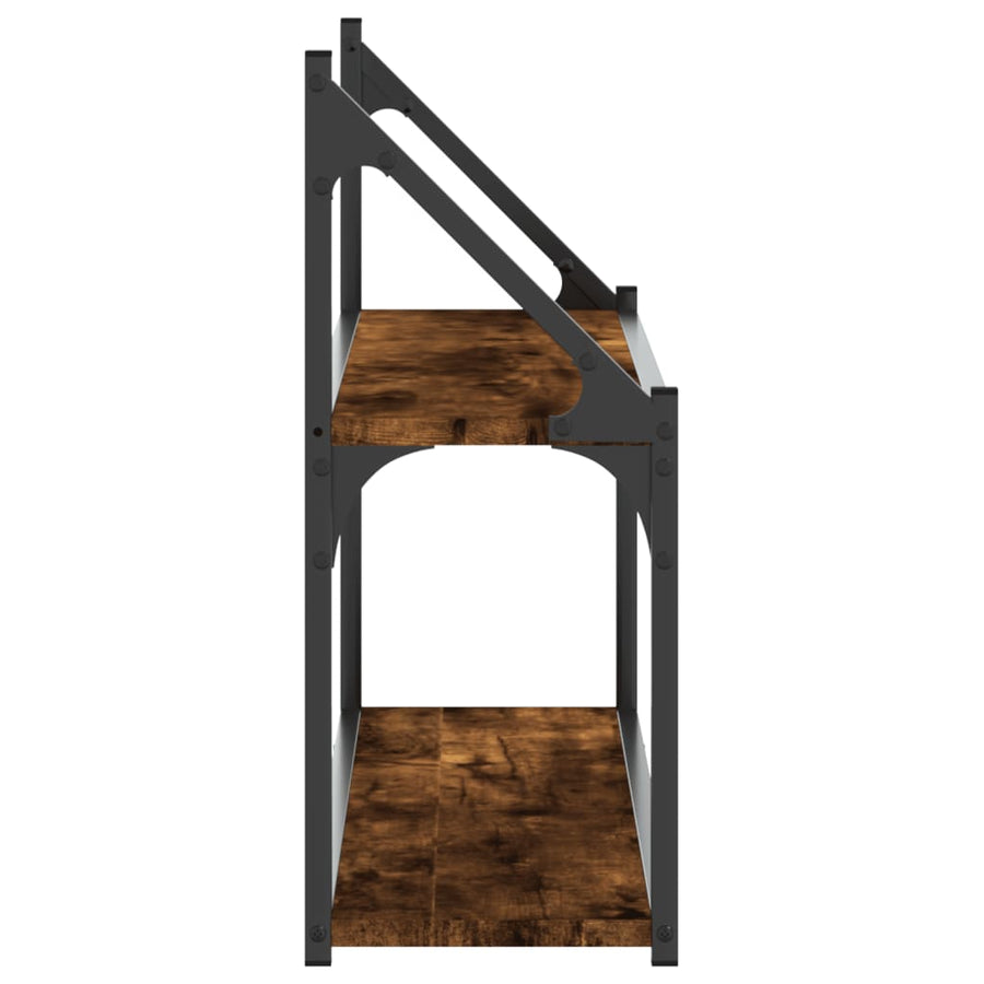 Wandrek 2-Laags Bewerkt Hout Kleurig Gerookt Eiken 80 x 21 x 51 cm