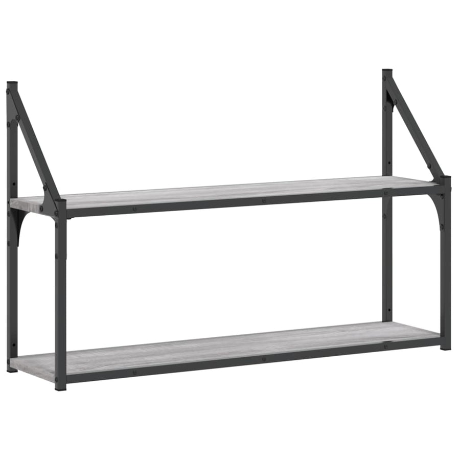 Wandrek 2-Laags Bewerkt Hout Eiken Grijs Sonoma 80 x 21 x 51 cm