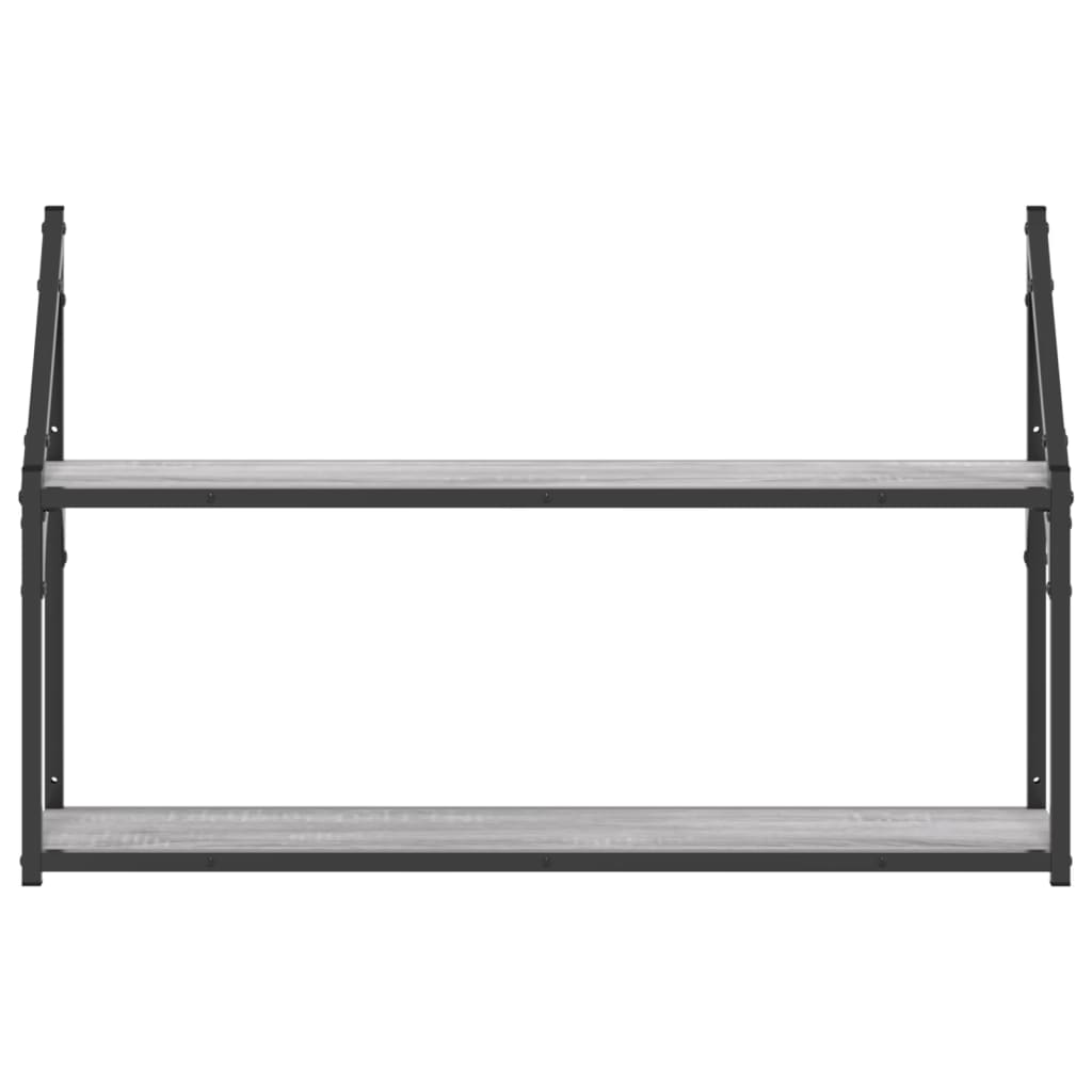 Wandrek 2-Laags Bewerkt Hout Eiken Grijs Sonoma 80 x 21 x 51 cm