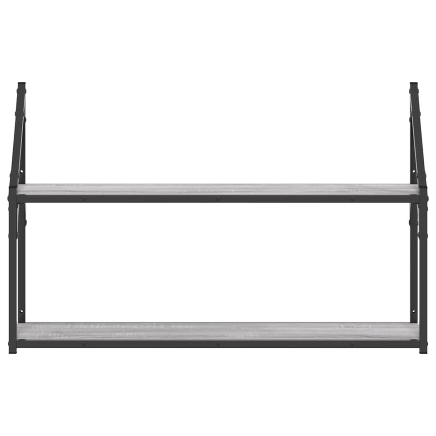 Wandrek 2-Laags Bewerkt Hout Eiken Grijs Sonoma 80 x 21 x 51 cm