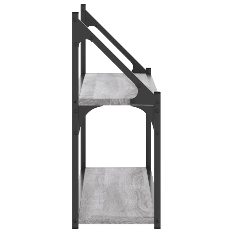 Wandrek 2-Laags Bewerkt Hout Eiken Grijs Sonoma 80 x 21 x 51 cm