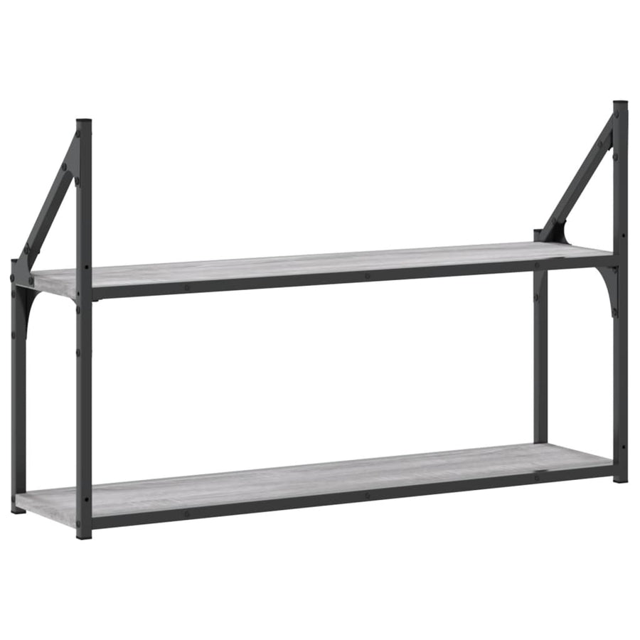 Wandrek 2-Laags Bewerkt Hout Eiken Grijs Sonoma 80 x 21 x 51 cm
