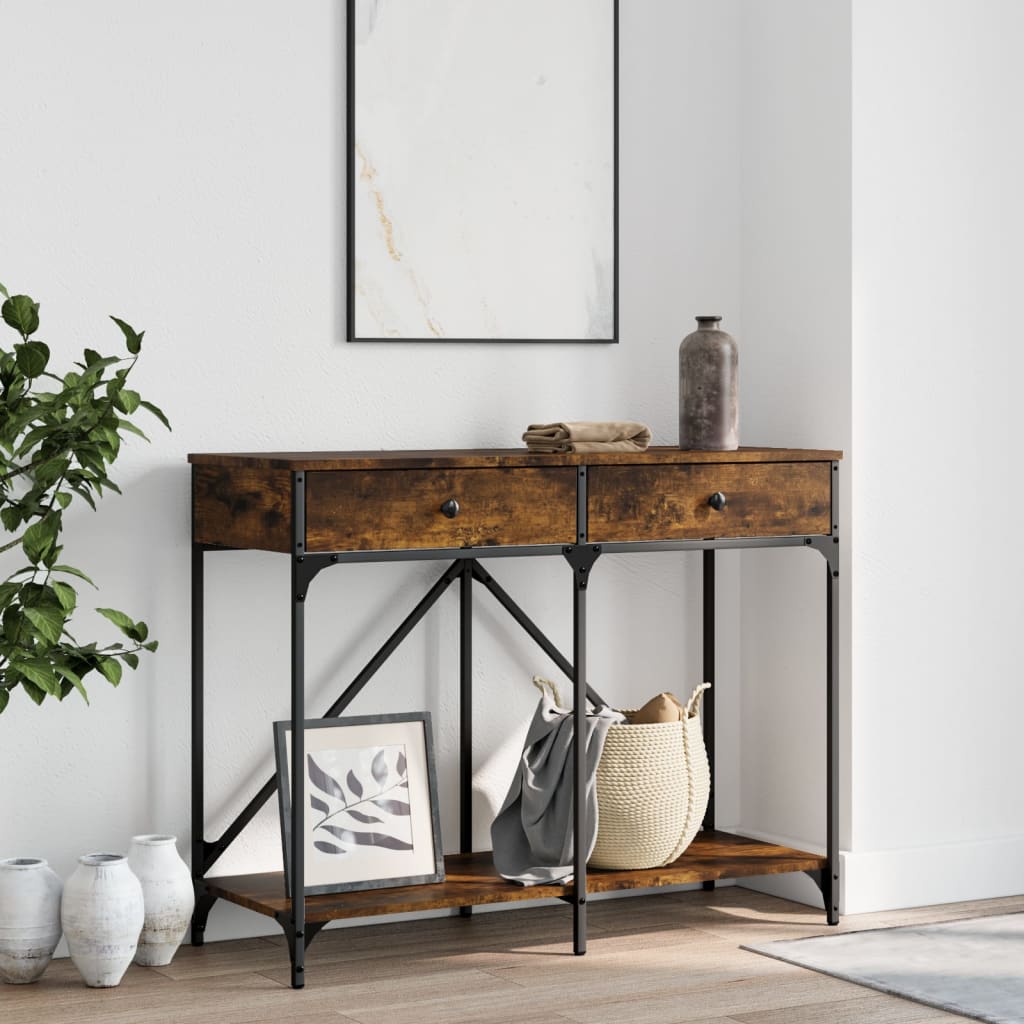 Wandtafel 100X39X78,5 Cm Bewerkt Hout Gerookt Eikenkleurig