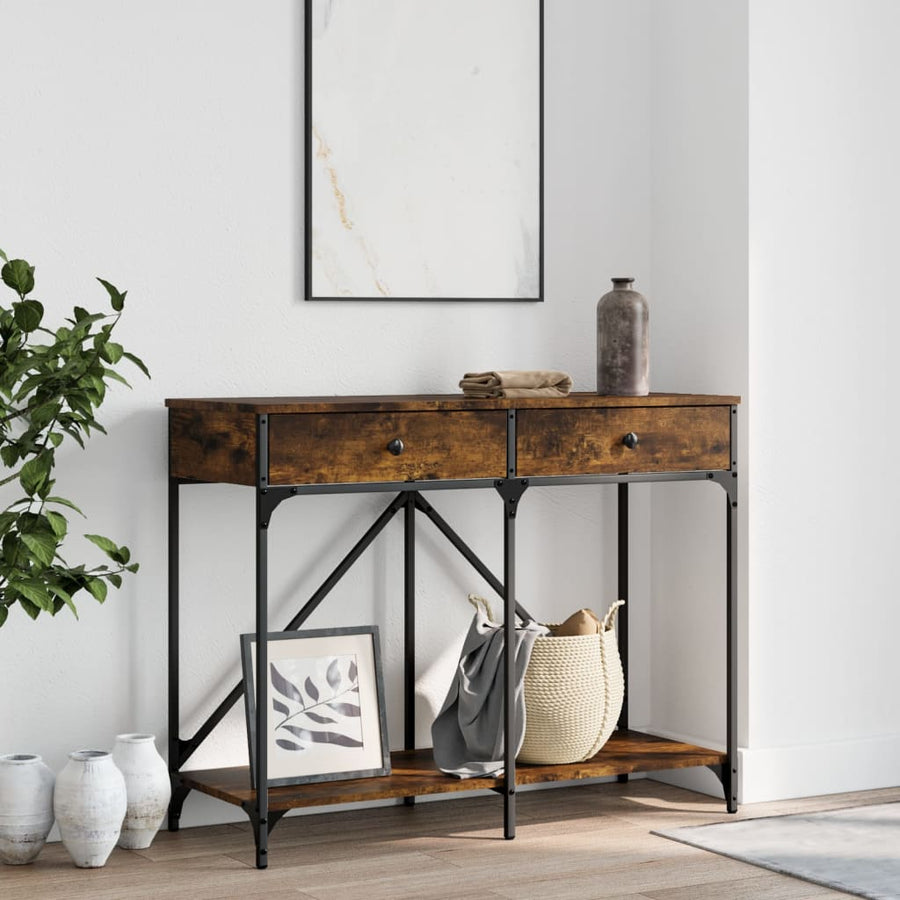 Wandtafel 100X39X78,5 Cm Bewerkt Hout Gerookt Eikenkleurig