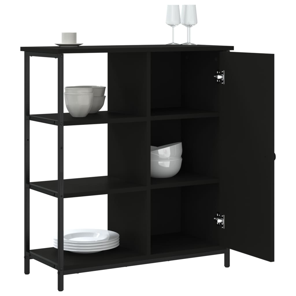 Dressoir 70X30X80 Cm Bewerkt Hout Zwart
