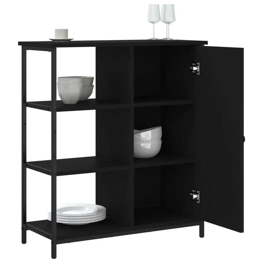 Dressoir 70X30X80 Cm Bewerkt Hout Zwart