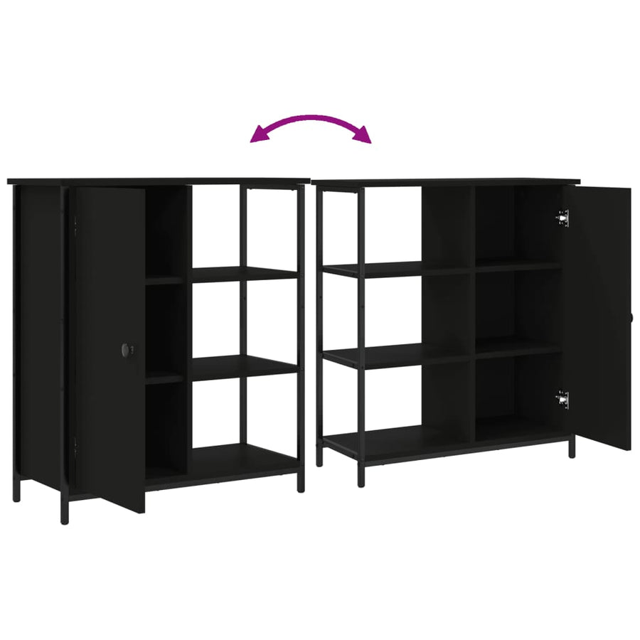 Dressoir 70X30X80 Cm Bewerkt Hout Zwart