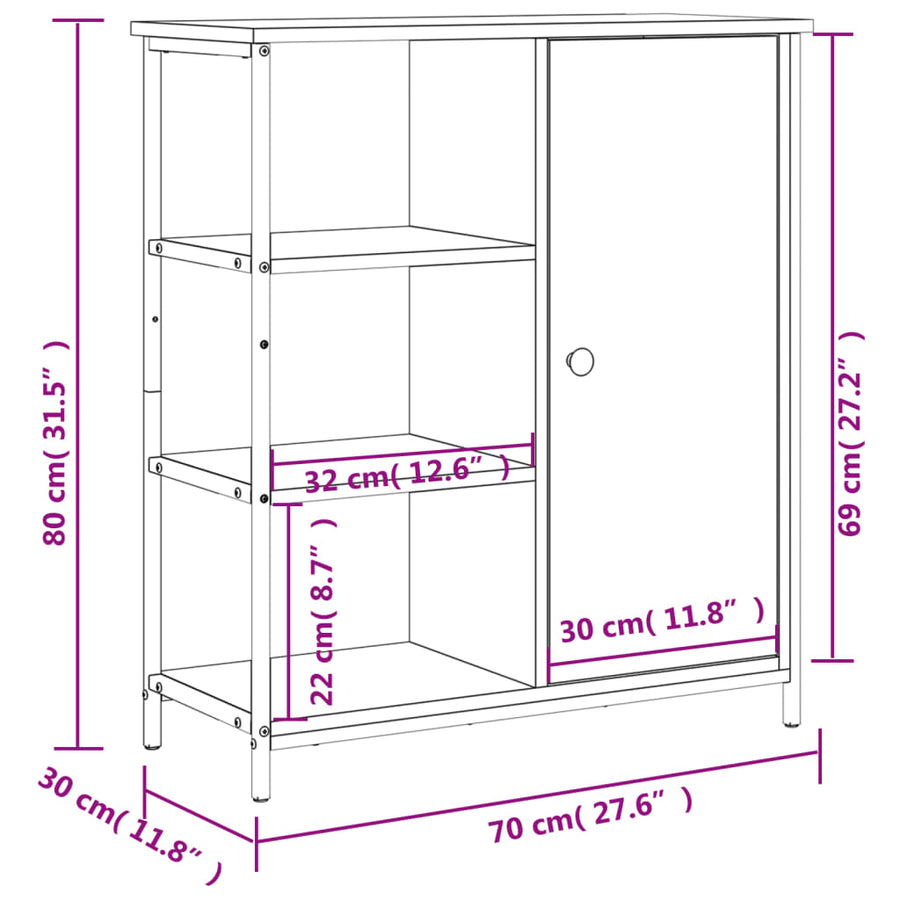 Dressoir 70X30X80 Cm Bewerkt Hout Sonoma Eikenkleurig