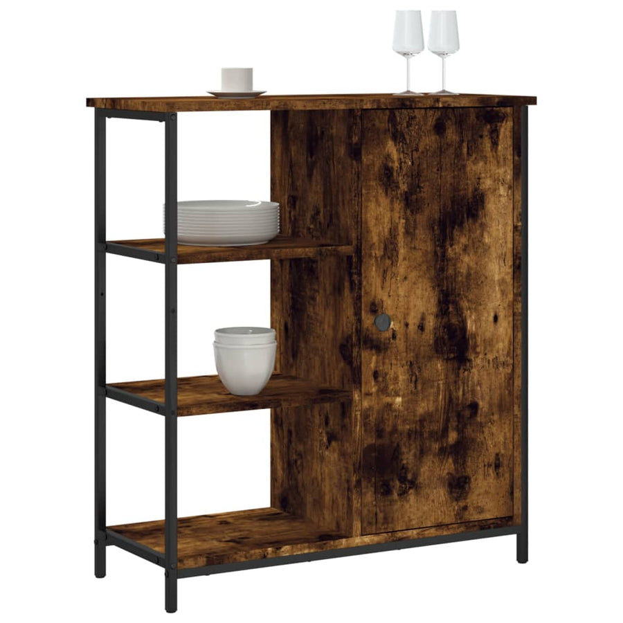 Dressoir 70X30X80 Cm Bewerkt Hout Gerookt Eikenkleurig