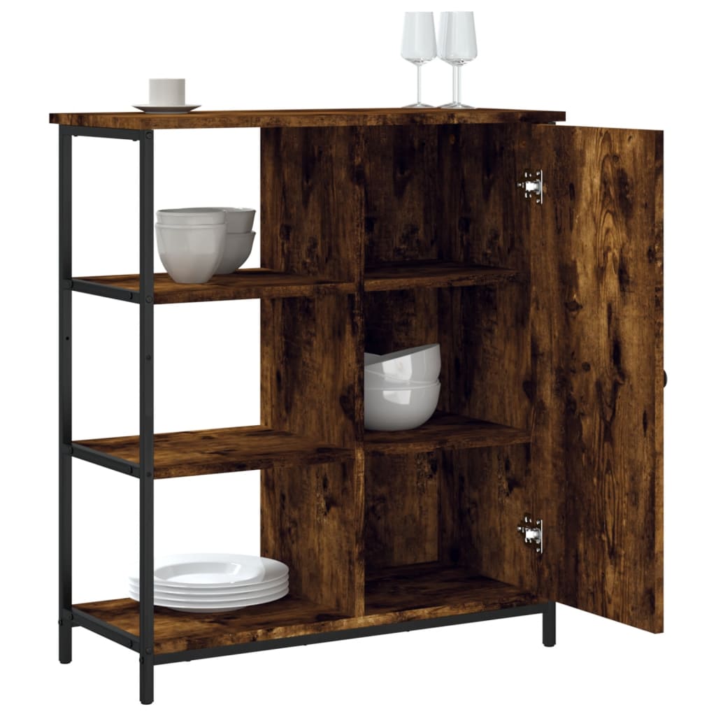 Dressoir 70X30X80 Cm Bewerkt Hout Gerookt Eikenkleurig