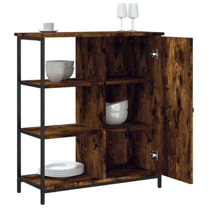 Dressoir 70X30X80 Cm Bewerkt Hout Gerookt Eikenkleurig