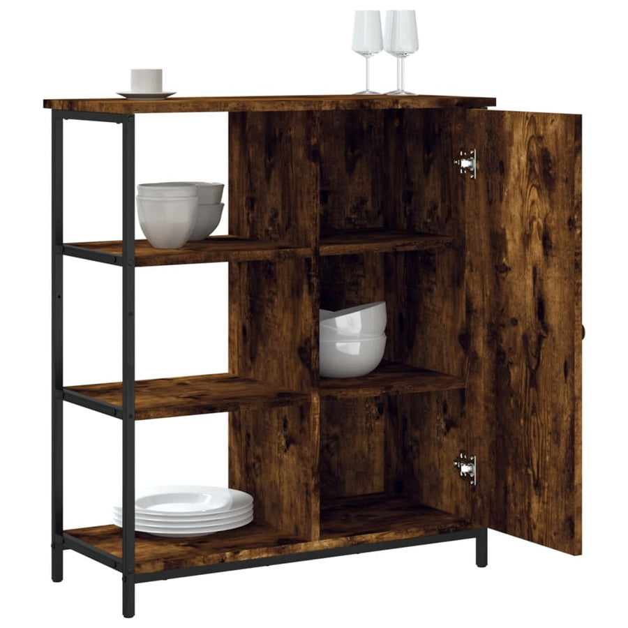 Dressoir 70X30X80 Cm Bewerkt Hout Gerookt Eikenkleurig