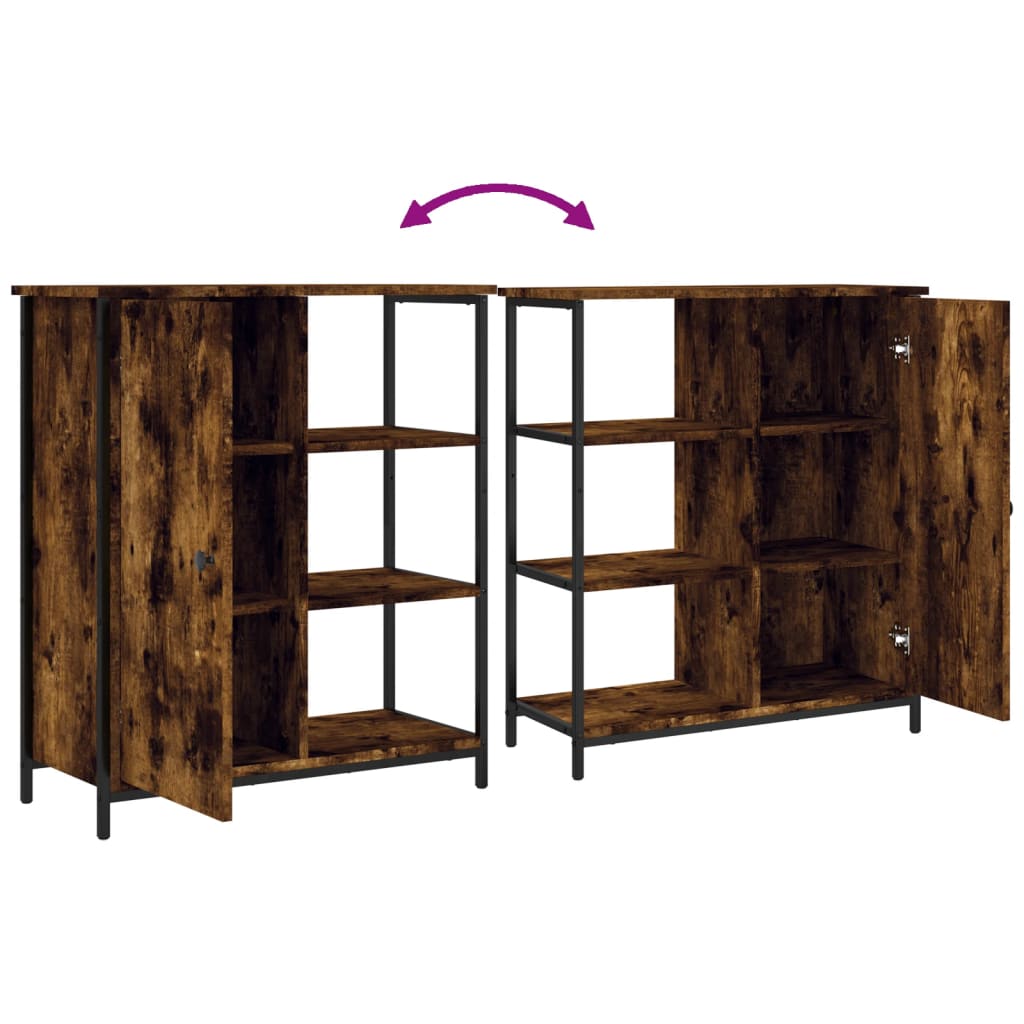 Dressoir 70X30X80 Cm Bewerkt Hout Gerookt Eikenkleurig