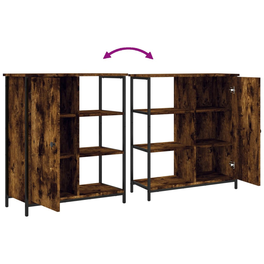 Dressoir 70X30X80 Cm Bewerkt Hout Gerookt Eikenkleurig