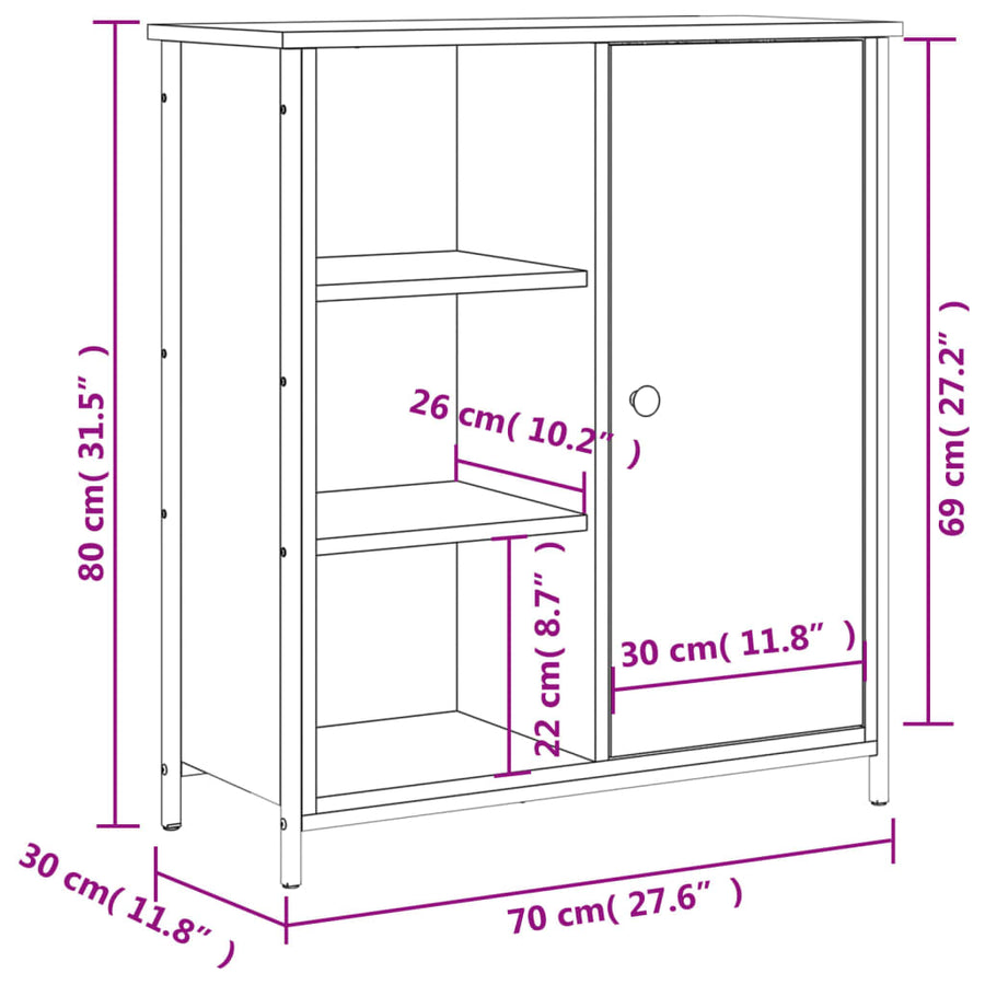 Dressoir 70X30X80 Cm Bewerkt Hout Kleurig Sonoma eiken