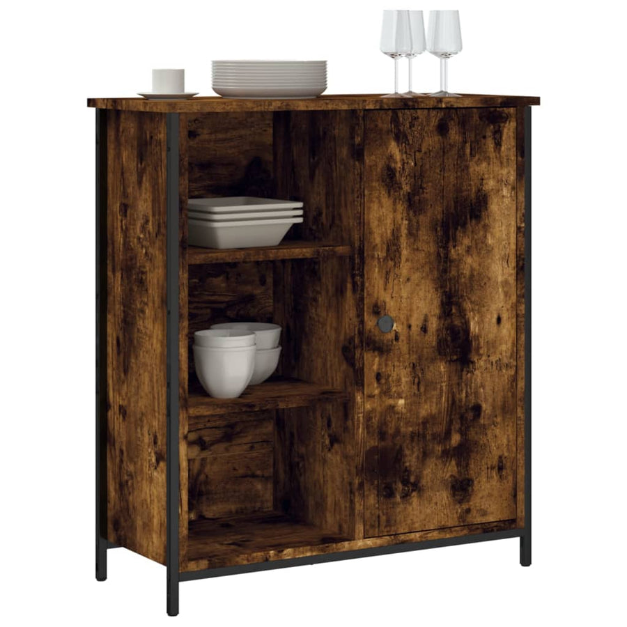 Dressoir 70X30X80 Cm Bewerkt Hout Gerookt Eikenkleurig