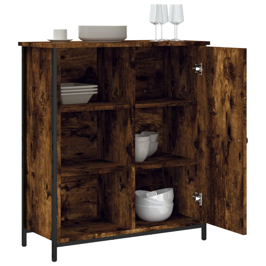 Dressoir 70X30X80 Cm Bewerkt Hout Gerookt Eikenkleurig