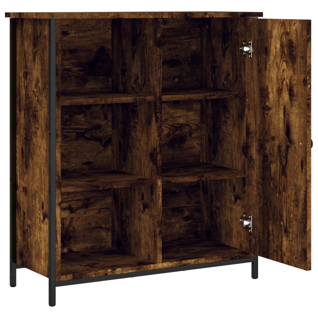 Dressoir 70X30X80 Cm Bewerkt Hout Gerookt Eikenkleurig