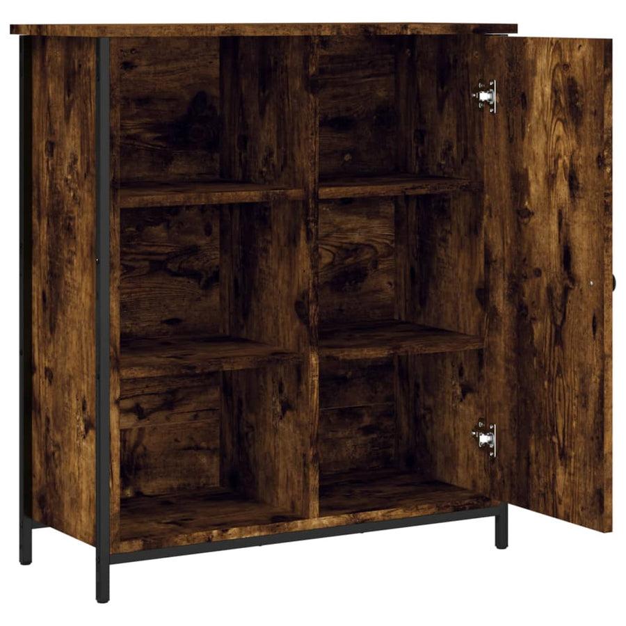 Dressoir 70X30X80 Cm Bewerkt Hout Gerookt Eikenkleurig