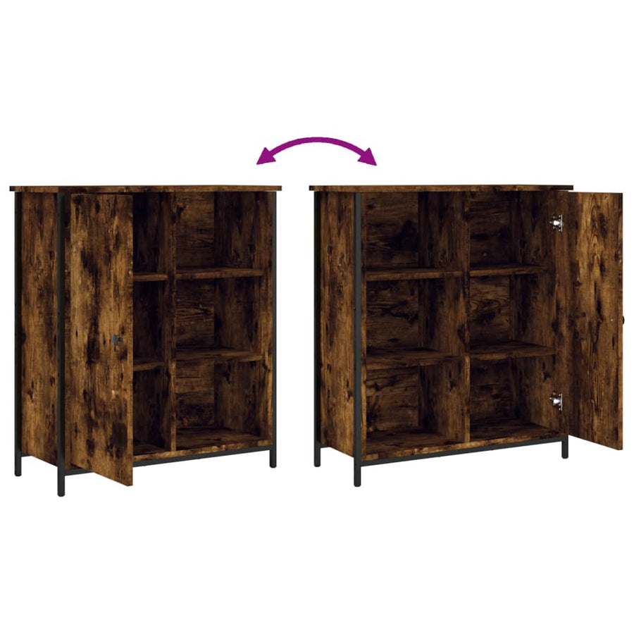 Dressoir 70X30X80 Cm Bewerkt Hout Gerookt Eikenkleurig